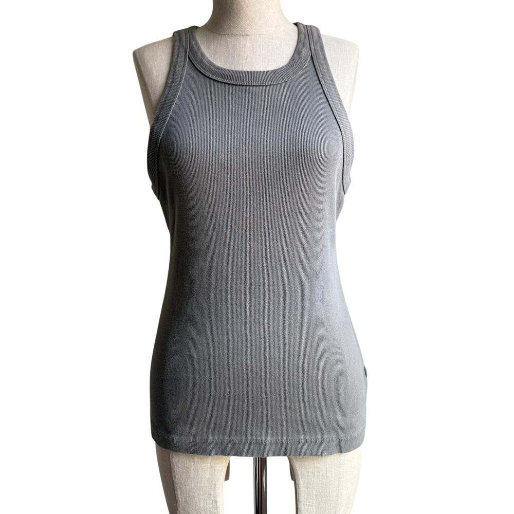 James Perse Standard Cotton Rib Tank Top in Taupe Womens Sz 2